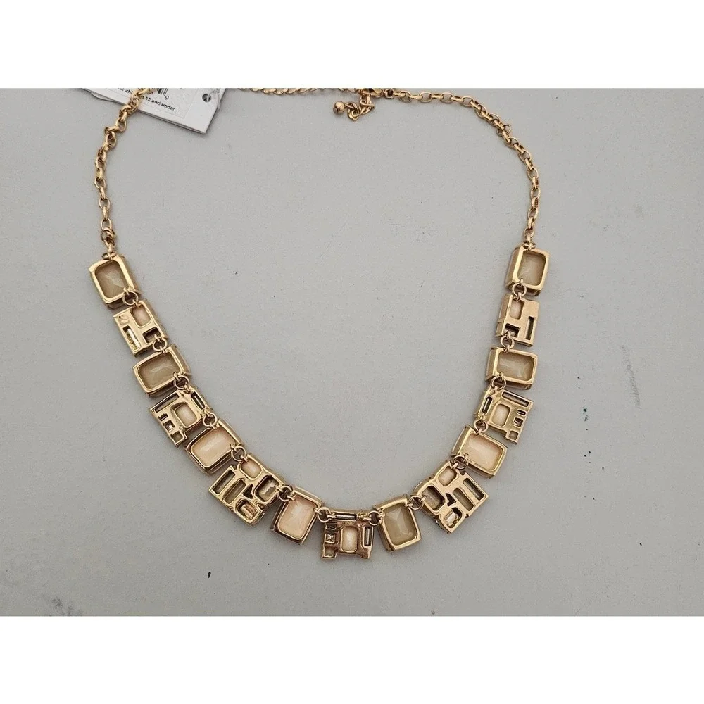 Kate Spade Necklace Earring Set Emerald Cut Blush Neapolitan Bib Statement NEW ~
